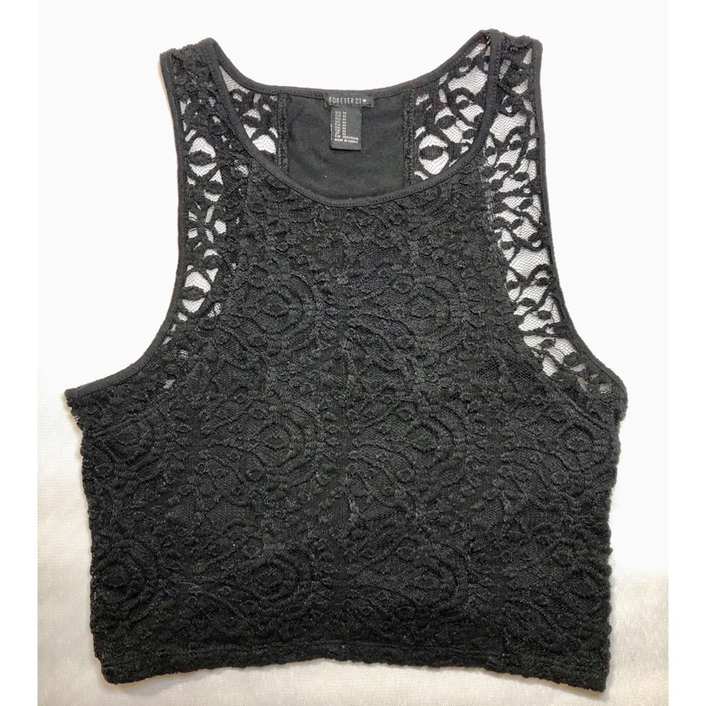 Black Lace with Liner Crop Top
